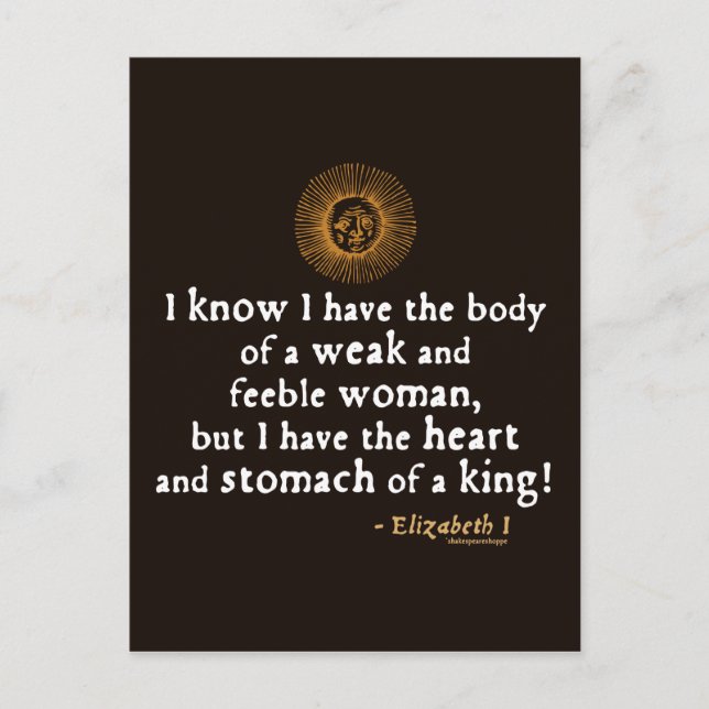 Elizabeth I Tilbury Quote Postcard (Front)