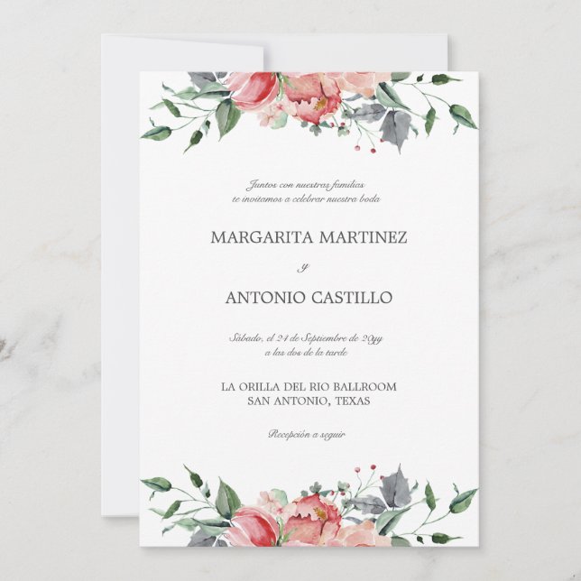 Elizabeth Invitaciones de Boda Elegantes Wedding Invitation (Front)