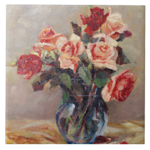 Elizabeth J. Grafin von Attems Stilllife with Ros Ceramic Tile