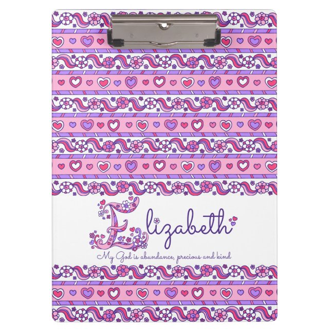 Elizabeth name meaning hearts doodles clipboard (Front)