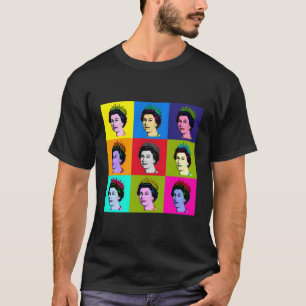 Elizabeth Nine Square Tiles Pop Queen Of England T-Shirt