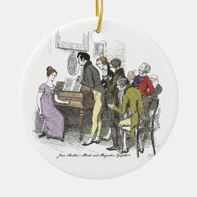 Elizabeth Performs - Jane Austen Pride & Prejudice Ceramic Ornament (Front)