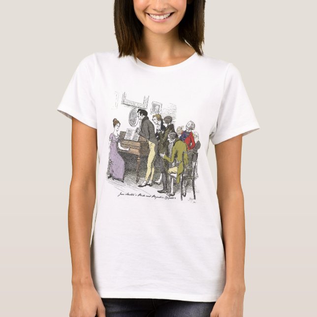 Elizabeth Performs - Jane Austen Pride & Prejudice T-Shirt (Front)