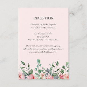 Elizabeth Pink Floral Wedding Reception Enclosure Card