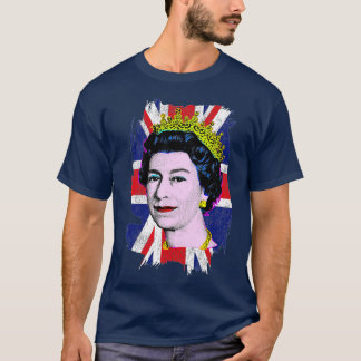 Elizabeth Portrait Pop Art Union Jack Flag Queen o T-Shirt