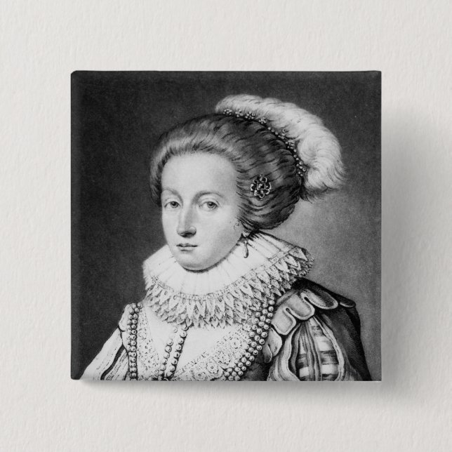 Elizabeth Stuart, Queen of Bohemia 15 Cm Square Badge (Front)