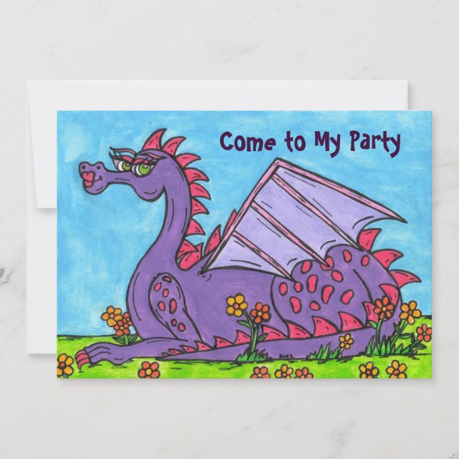 Elizabeth the Dragon Party Invitation (Front)