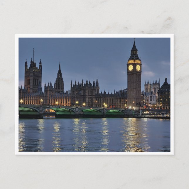 Elizabeth Tower and Westminster Bridge London UK Postcard (Front)