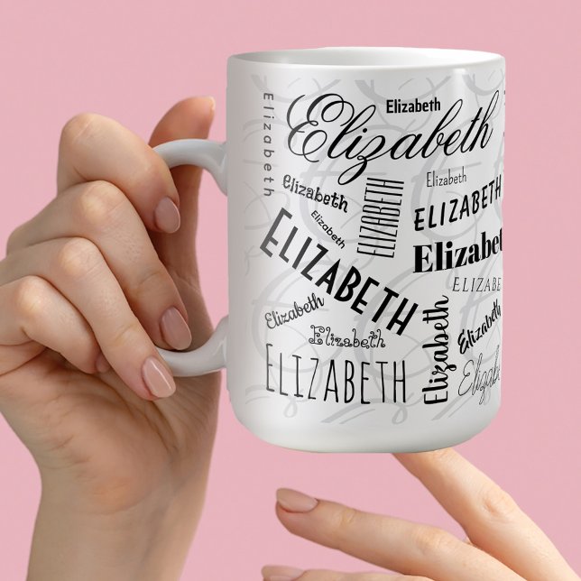 Elizabeth Typography Name Black White  Coffee Mug (Creator Uploaded)