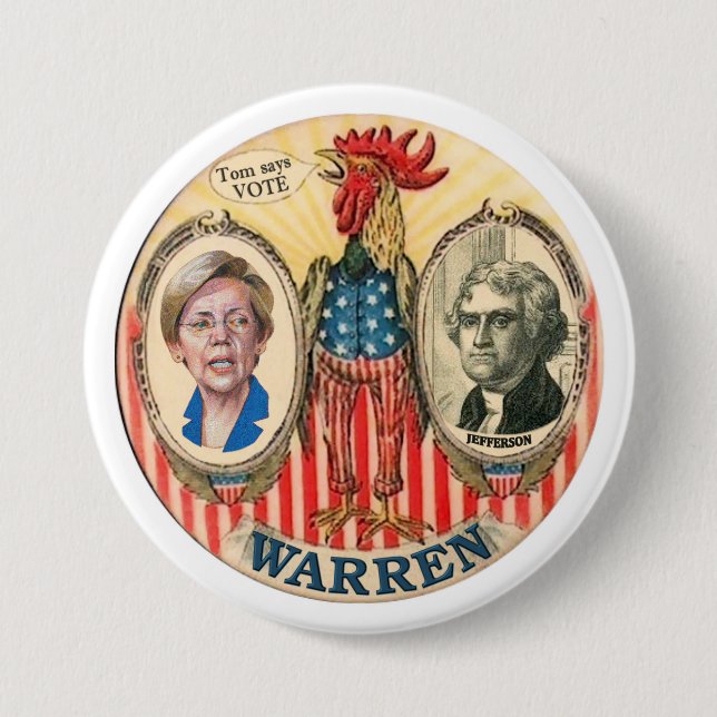 Elizabeth Warren 2016 7.5 Cm Round Badge (Front)