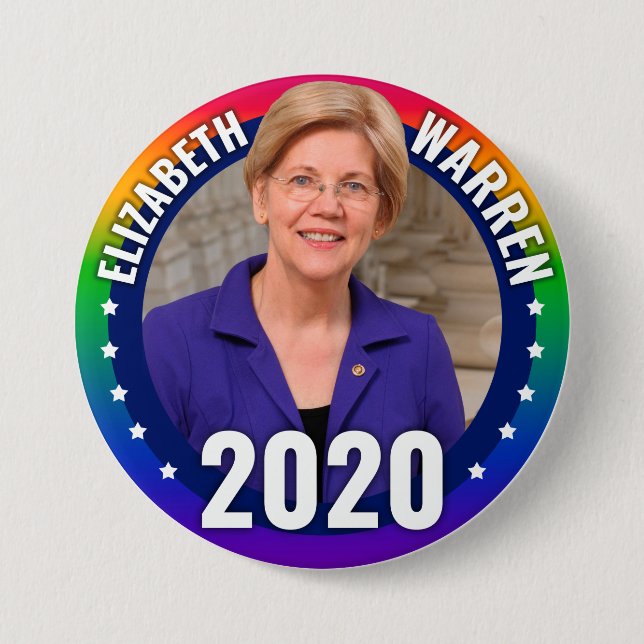 Elizabeth Warren 2020 - Gay Pride Rainbow 7.5 Cm Round Badge (Front)