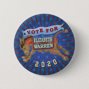 Elizabeth Warren President 2020 Democrat Donkey 6 Cm Round Badge