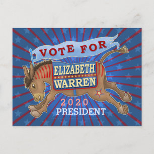Elizabeth Warren President 2020 Democrat Donkey Postcard