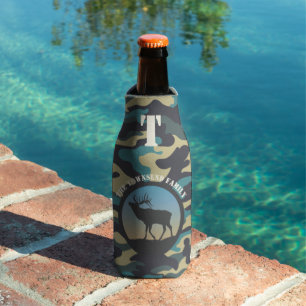 Elk and Camo Blue Bottle Cooler