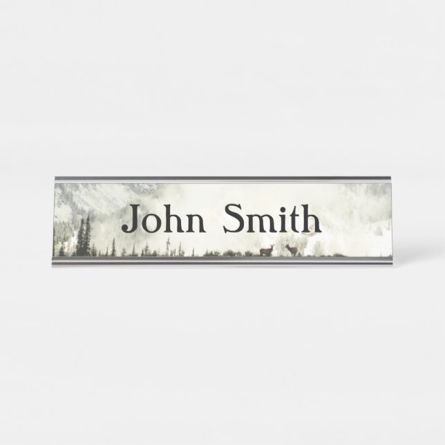Elk at Grand Teton National Park Photography Desk Name Plate (Front)