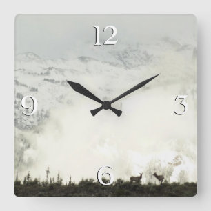 Elk at Grand Teton National Park Photography Square Wall Clock