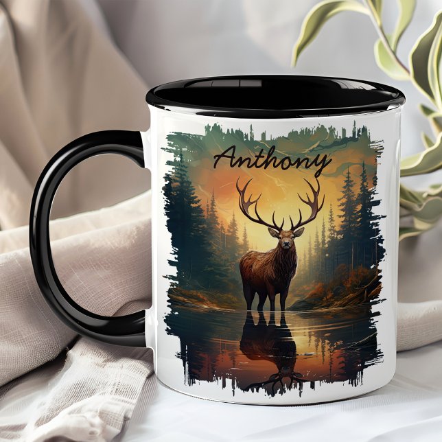 Elk at Sunrise Forest Reflection Mug (Creator Uploaded)