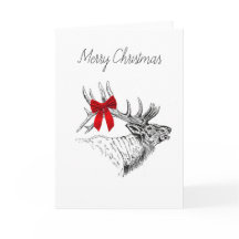 Elk Bow Christmas Card - Blank