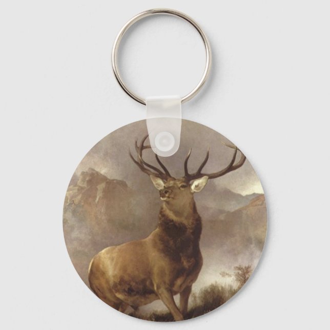 ELK BULL IN THE MOUNTAIN CLOUDS KEYCHAIN WILD (Front)