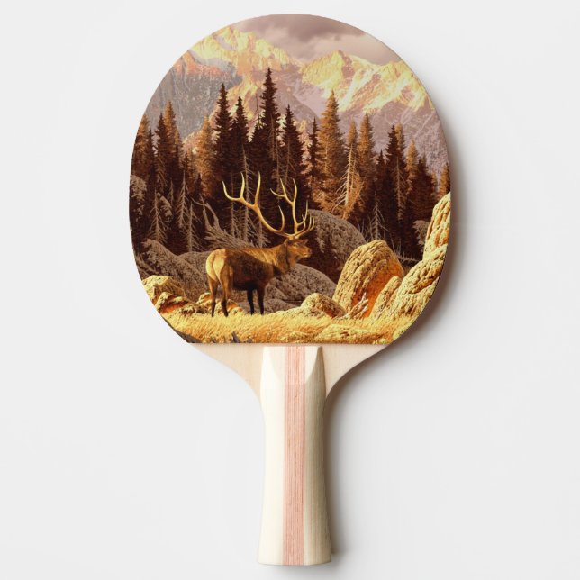 Elk Bull Ping Pong Paddle (Front)