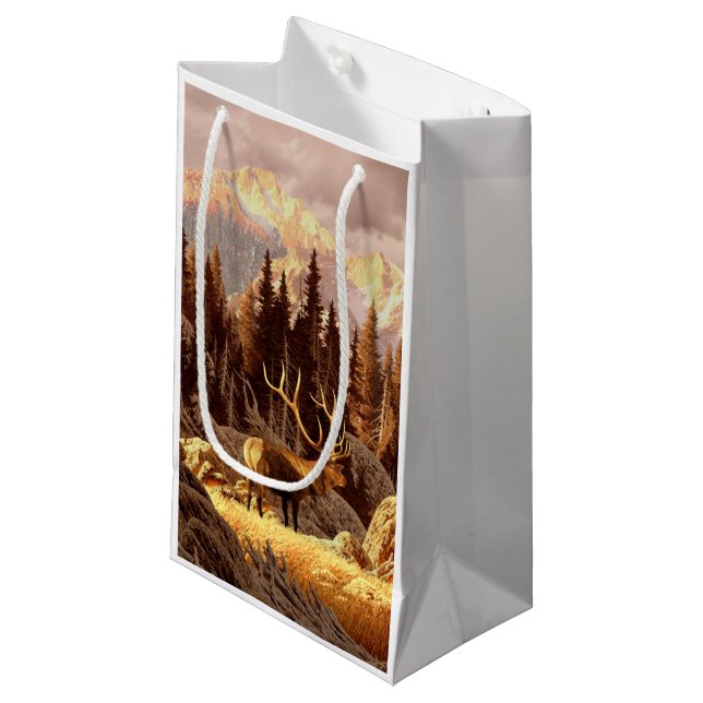 Elk Bull Small Gift Bag (Front Angled)