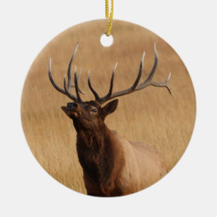 elk charging ceramic tree decoration