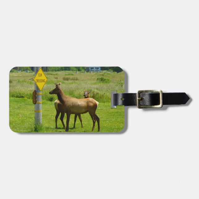 Elk Crossing California Wildlife Photography Luggage Tag (Front Horizontal)