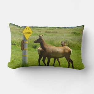 Elk Crossing California Wildlife Photography Lumbar Cushion