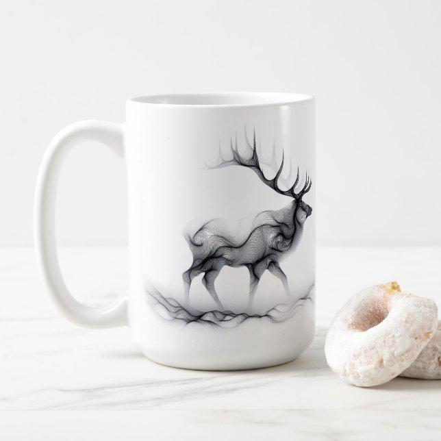 Elk Deer Stag Silhouette Mug (With Donut)