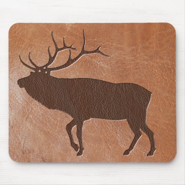 Elk Embossed Leather Mouse Pad (Front)