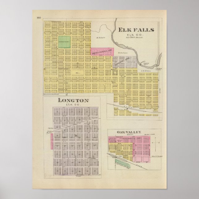 Elk Falls, Longton, Oak Valley, Kansas Poster (Front)