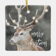 Elk  Glowing Light Antlers Rustic Holiday