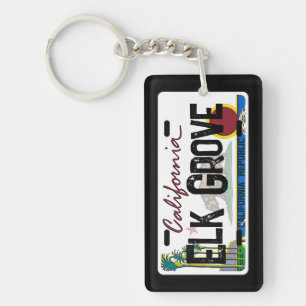 Elk Grove California flag license plate keychain