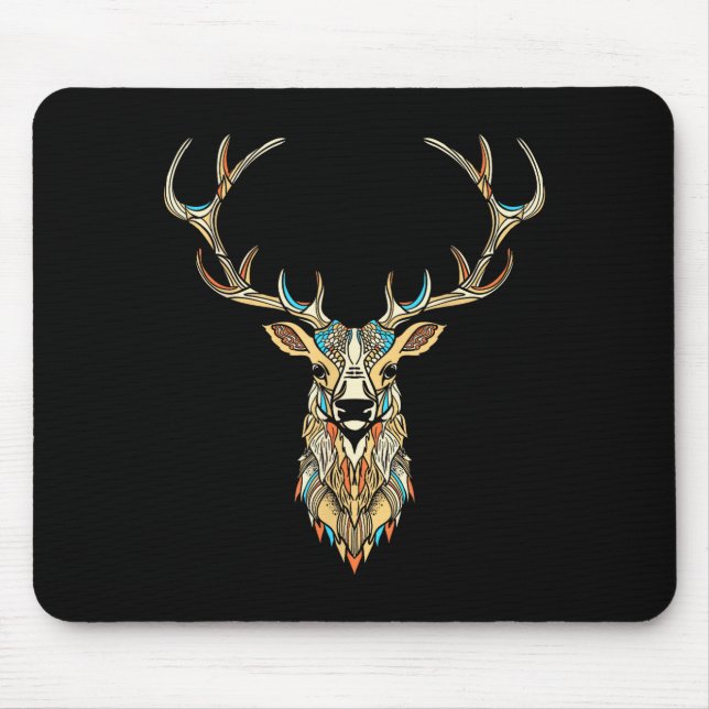 Elk Head _ Face Artistic Illustration Graphic  Mouse Pad (Front)