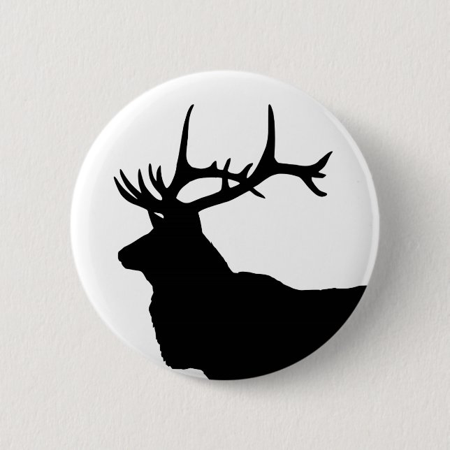 Elk Head Silhouette 6 Cm Round Badge (Front)