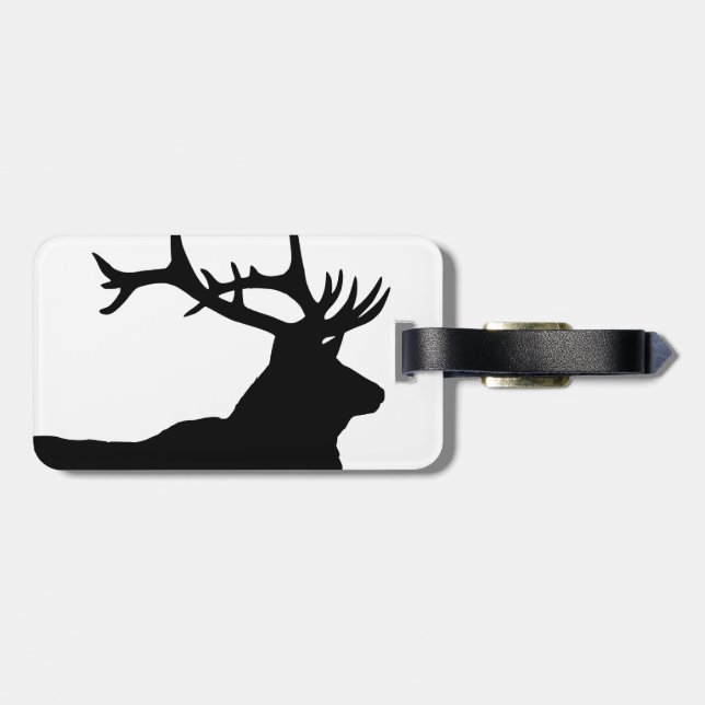 Elk Head Silhouette Luggage Tag (Back Horizontal)