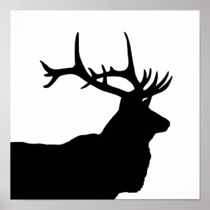 Elk Head Silhouette Poster