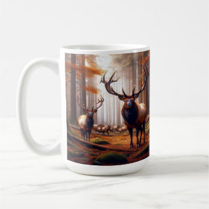 Elk Herd Golden Autumn Enchanted Forest Coffee Mug