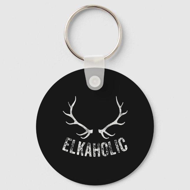 Elk Hunter Hunting Funny Elkaholic  Key Ring (Front)