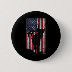Elk Hunting Bugling Bull Us Flag - American Retro 6 Cm Round Badge