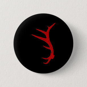 Elk Hunting Bull Antler Shed 6 Cm Round Badge