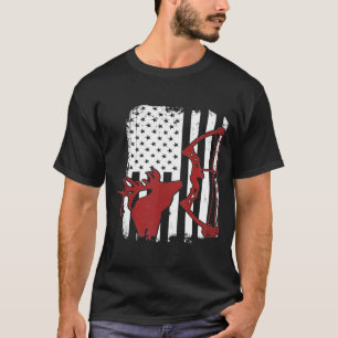 Elk Hunting  Vintage Usa American Flag  For Bow Hu T-Shirt
