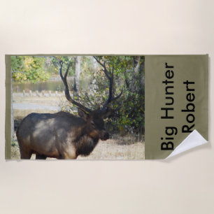 Elk Hunting Wildlife Mancave Beach Towel