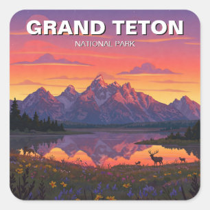 Elk in Grand Teton National Park Square Sticker
