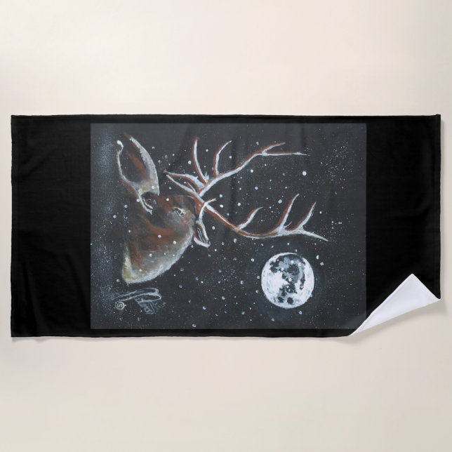 Elk in Meditation Beach Towel (Front)