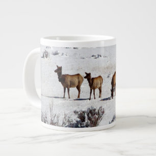 Elk in snow jumbo mug