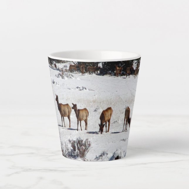 Elk in Snow latte mug (Front)