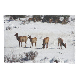 Elk in snow pillow case
