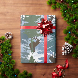Elk in the Winter Forest Wrapping Paper