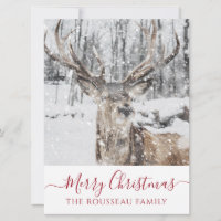Elk In Winter Snow Holiday Christmas Invitation
